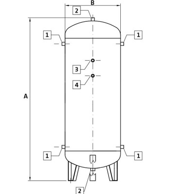 Produktbild von ELMAG - Druckluftkessel liegend, 15 bar EURO LH 500 CE inkl. Sicherheitsventil