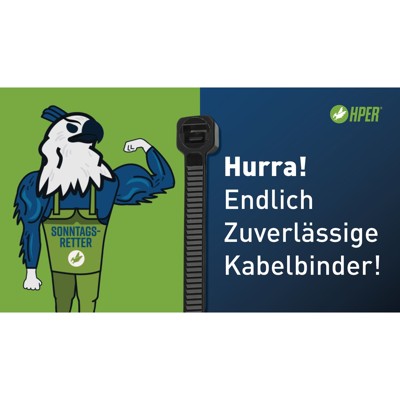 Produktbild von HPER® - High Performance Kabelbinder 450 x 7,8mm schwarz PA6.6