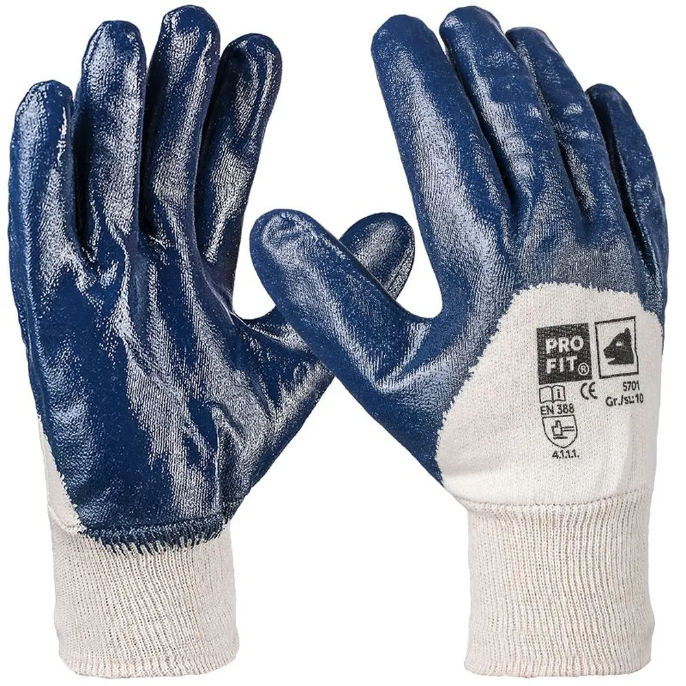 PROFIT Basic Nitril-Handschuh, blau,3/4 beschichtet, Strickbund, Größe 10, 12 Paar Produktbild img1 L