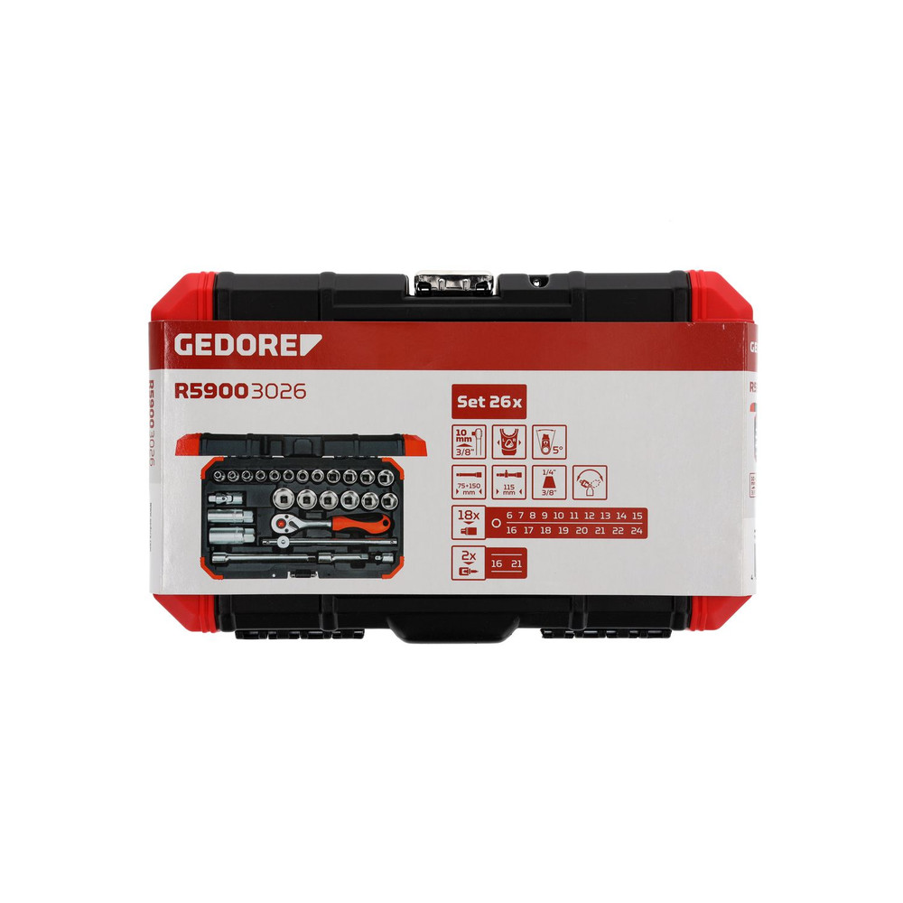 GEDORE red® Steckschlüsselsatz, 26-teilig, mit Zündkerzeneinsatz, 3/8" Produktbild img9 L