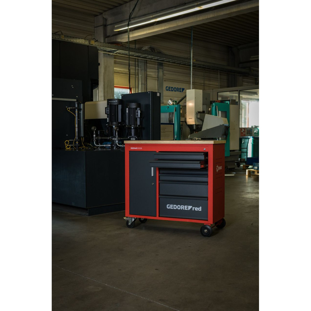 GEDORE red® Werkstattwagen MECHANIC PLUSwagen 6 Schubladen, Holzplatte, leer, R20150006 Produktbild img21 L