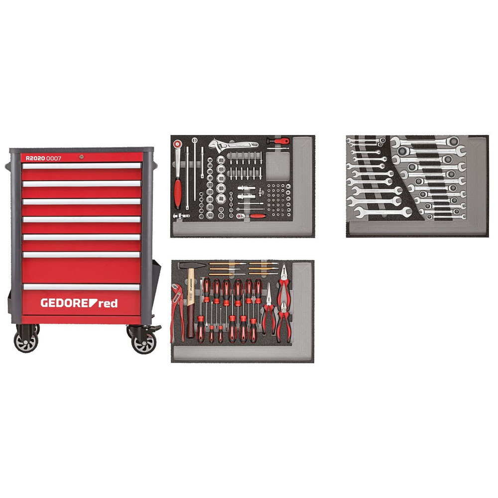GEDORE red® R22071004 Werkzeugsatz im Werkstattwagen WINGMAN rot 129-teilig Produktbild img1 L