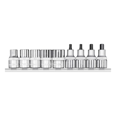 R68008009 Schraubendrehereinsätze 1/2 + Leiste 9-teilig