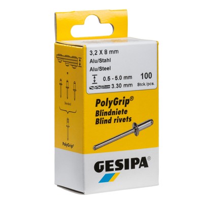 Produktbild von GESIPA® - Mini-Pack PolyGrip Alu/Stahl 4,8 x 17 K 16