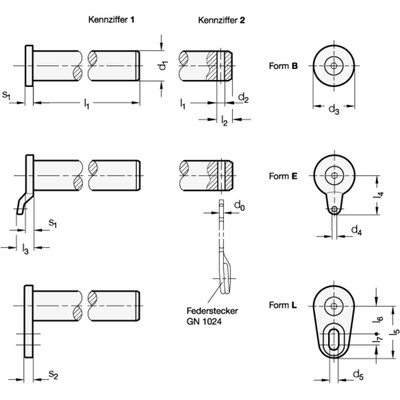 Produktbild von Ganter Norm® - 2342-NI-20-60-B-1 Edelstahl-Bolzen
