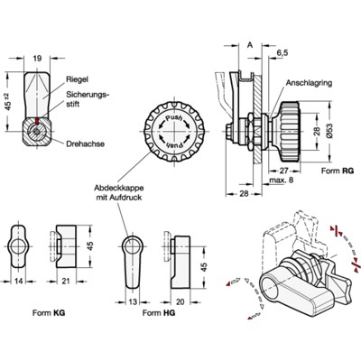 Produktbild von Ganter Norm® - 115.9-HG-30-SW Verriegelungen mit Sicherheitsfunktion, mit Bedie