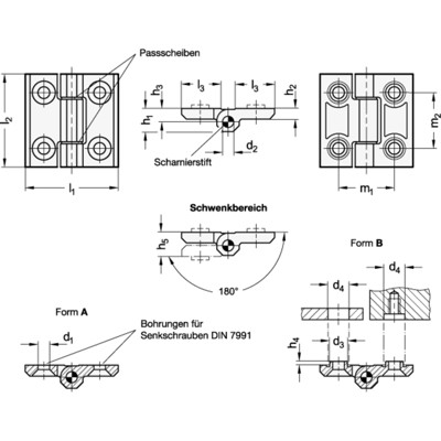 Produktbild von Ganter Norm® - 237.3-NI-60-60-B-GS Edelstahl-Schwerlastscharniere