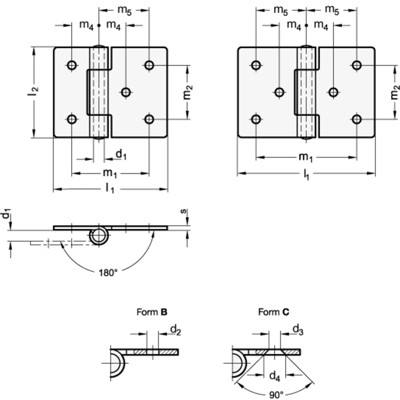 Produktbild von Ganter Norm® - 136-ST-60-40-B Blechscharniere, horizontal verlängert