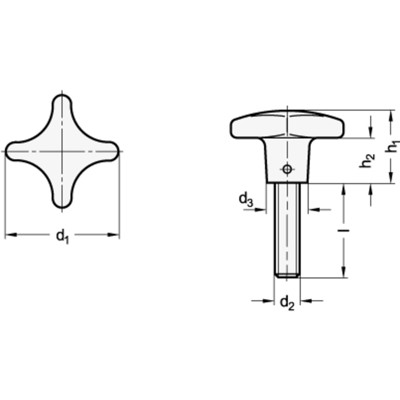 Produktbild von Ganter Norm® - 6335.4-SG-63-M12-60 Kreuzgriffschrauben, Gusseisen, Stahl-Gewind