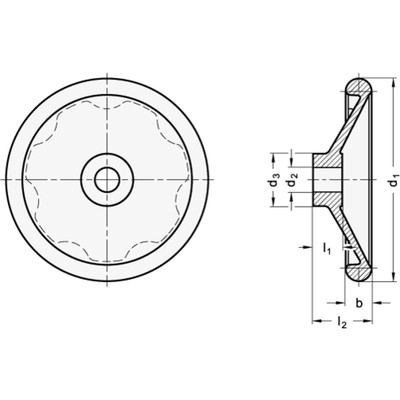 Produktbild von Ganter Norm® - 3670-100-B12 Scheibenhandräder, Aluminium