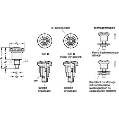Produktbild von Ganter Norm® - 822.6-8-M16-B Miniraster