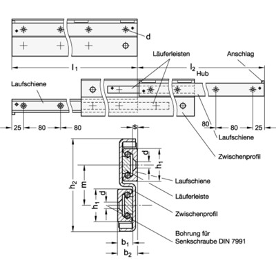Produktbild von Ganter Norm® - 2406-43-850-E Teleskop-Linearkugellager