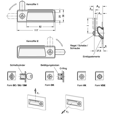 Produktbild von Ganter Norm® - 731.2-SM-5-36-2-SG Verriegelungen mit Griffschale, mit Stahl-Rie