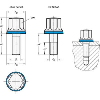 Produktbild von Ganter Norm® - 1580-M16-50-MT-H Edelstahl-Schrauben, Hygienic Design