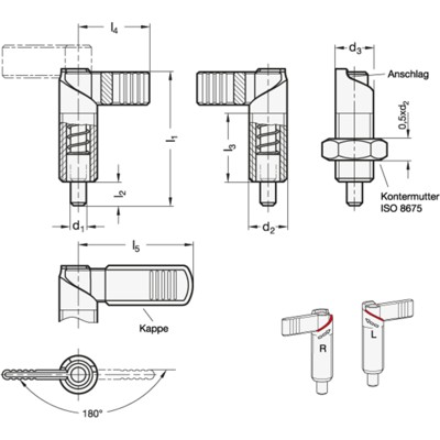 Produktbild von Ganter Norm® - 721.5-10-M20X1,5-RBK Edelstahl-Rastriegel, ohne Rastfunktion