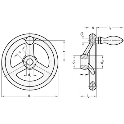 Produktbild von Ganter Norm® - 950-GG-400-V24-D Handräder, Aluminium, Gusseisen