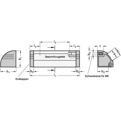 Produktbild von Ganter Norm® - 430.1-150-EL Griffleisten, mit Beschriftungsfeld