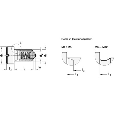 Produktbild von Ganter Norm® - 815-M4-ST Federnde Druckstücke mit Kugel, mit Bund, mit Schlitz,