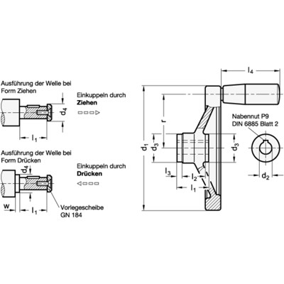 Produktbild von Ganter Norm® - 321.4-140-K16-D-DR Sicherheits-Handräder mit Gleitlager