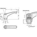 Produktbild von Ganter Norm® - 602-44-M6-OS Verstellbare Klemmhebel, Zink-Druckguss, Buchse Sta