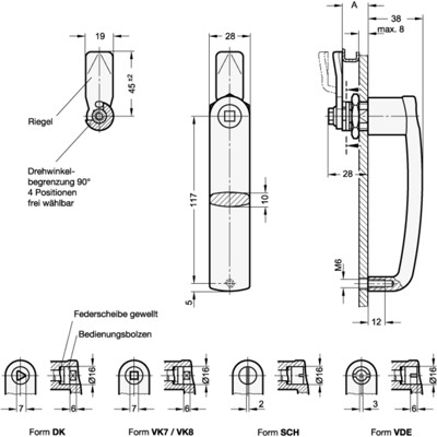 Produktbild von Ganter Norm® - 115.7-VDE-34-SR Verriegelungen mit Bügelgriff