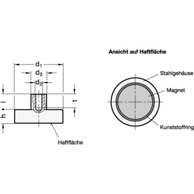 Produktbild von Ganter Norm® - 50.2-HF-10-4,5-M3 Haltemagnete mit Innengewinde