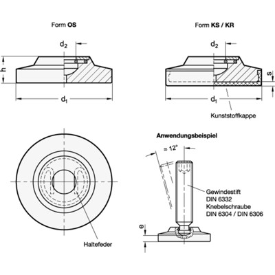 Produktbild von Ganter Norm® - 6311.3-50-13,5-OS Fußteller