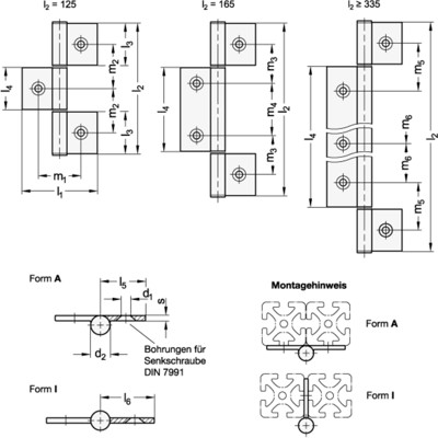 Produktbild von Ganter Norm® - 2295-72-335-A-C-EL Scharniere, für Aluminiumprofile / Flächenele
