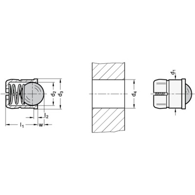 Produktbild von Ganter Norm® - 614.5-8-KD Federnde Druckstücke, zum Einpressen, mit Kugel