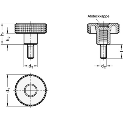 Produktbild von Ganter Norm® - 534-40-M6-16-SW-DBL Kordelgriffschrauben, Kunststoff, Abdeckkapp