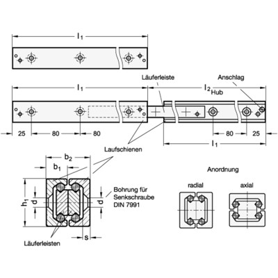 Produktbild von Ganter Norm® - 2410-35-450 Teleskop-Linearkugellager