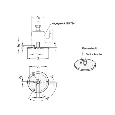 Produktbild von Ganter Norm® - 784.1-60-MT Flansche für Kugelgelenke GN 784
