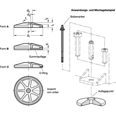 Produktbild von Ganter Norm® - 37.1-160-R30-A Fußplatten, mit zentraler Befestigungsbohrung