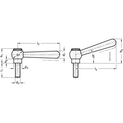 Produktbild von Ganter Norm® - 99.2-13-M10-25-N Verstellbare Kegelgriffe mit Gewindestift, Stah