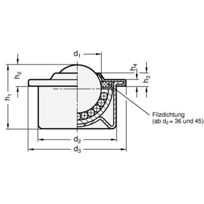 Produktbild von Ganter Norm® - 509-15-SNI Kugelrollen, Stahl / Edelstahl