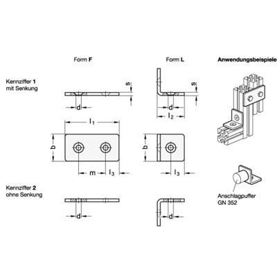 Produktbild von Ganter Norm® - 967-20-20-L-2-ZB Winkel, Laschen