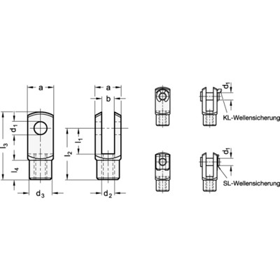 Produktbild von Ganter Norm® - 751-4-8-M4-SL-AL Gabelgelenke, Aluminium