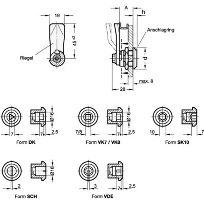 Produktbild von Ganter Norm® - 115-SCH-10 Verriegelungen, mit Steckschlüssel, Anschlagring verc