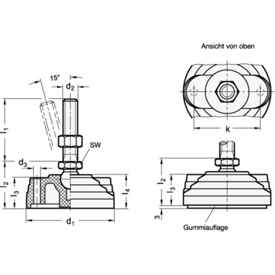 Produktbild von Ganter Norm® - 345.5-100-M16-98-A Gelenkfüße, Kunststoff / Edelstahl