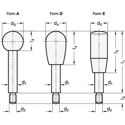 Produktbild von Ganter Norm® - 310-12-160-D-NI Griffstangen Kunststoff / Edelstahl
