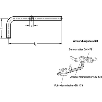 Produktbild von Ganter Norm® - 480.3-D8-50-150-NI Edelstahl-Haltestangen für Klemmhalter