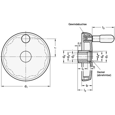 Produktbild von Ganter Norm® - 521.5-100-B10-A Scheibenhandräder, Kunststoff, Buchse / Griffach