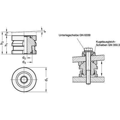 Produktbild von Ganter Norm® - 350.2-80-39-94-ST Ausgleich-Elemente mit Kugelscheibe, Stahl