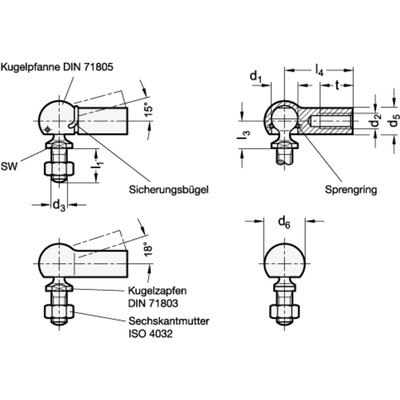 Produktbild von 15x M8 Winkelgelenk / Kugelgelenk – CS RH DIN 71802 – NEU