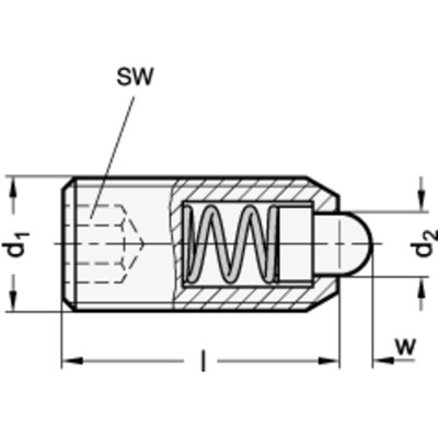 Produktbild von Ganter Norm® - 615.4-M24-BN Federnde Druckstücke, mit Bolzen, mit Innensechskan