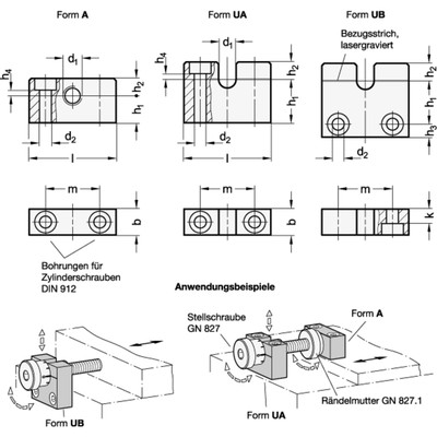 Produktbild von Ganter Norm® - 828-M8X1-A-20-AM Lagerböcke für Edelstahl-Stellschrauben GN 827