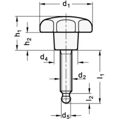 Produktbild von Ganter Norm® - 6336.11-40-M8-40 Sterngriffschrauben mit Kugelzapfen