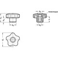 Produktbild von Ganter Norm® - 5337.2-63-M8-E-DBL Sterngriffe mit farbigen Abdeckkappen, Kunsts