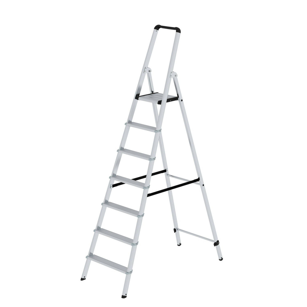 MUNK Günzburger Steigtechnik Stehleiter 7 Stufen, Aluminium, einseitig begehbar, H 2250mm, B 580mm Produktbild img1 L