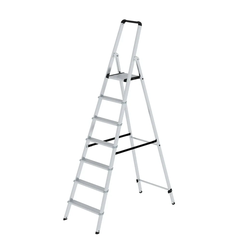 MUNK Günzburger Steigtechnik Stehleiter 7 Stufen, Aluminium, einseitig begehbar, H 2250mm, B 580mm Produktbild img1 L